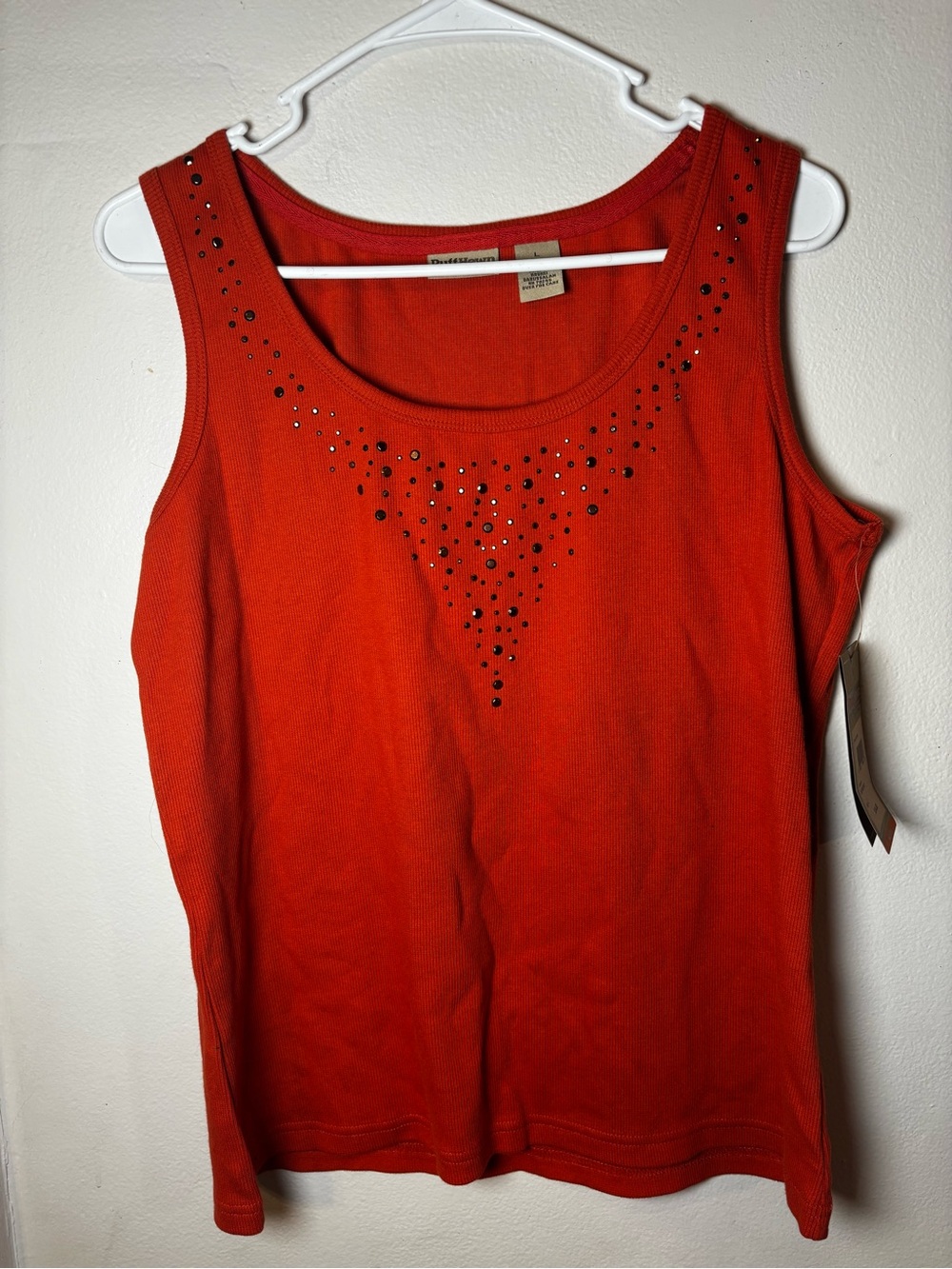 Ruff Hewn Orange Tank Top with Black Stud Accents